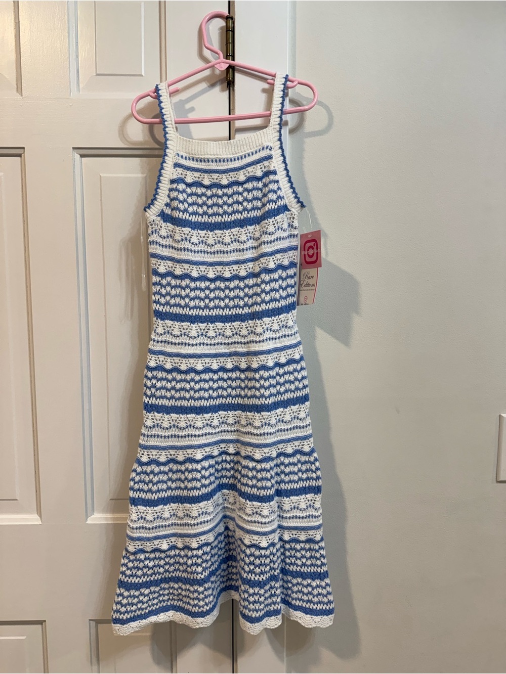 Rare Editions Blue and White Knit Sundress
